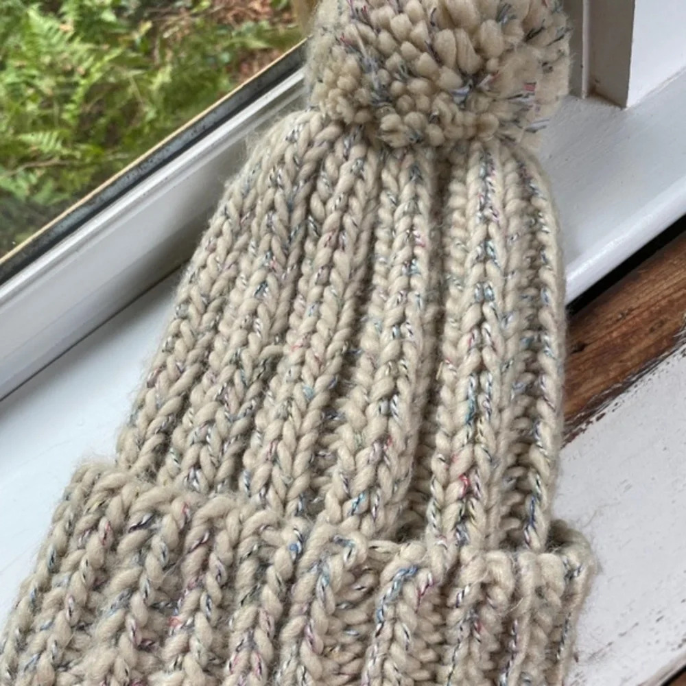 Anthropologie Chunky Knit Pom Beanie
